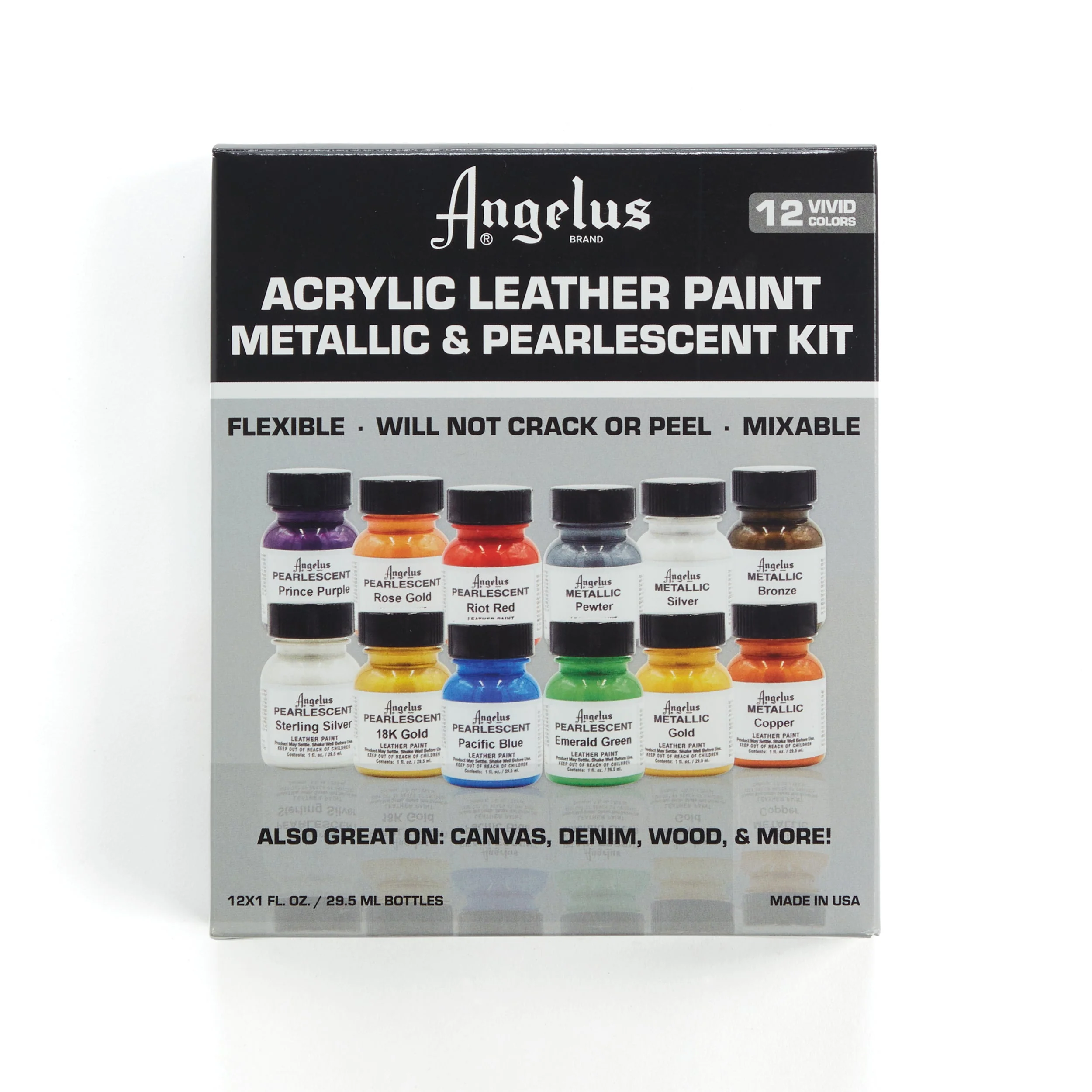 Angelus Metallic & Pearlescent Leather Paint Set - Image 4