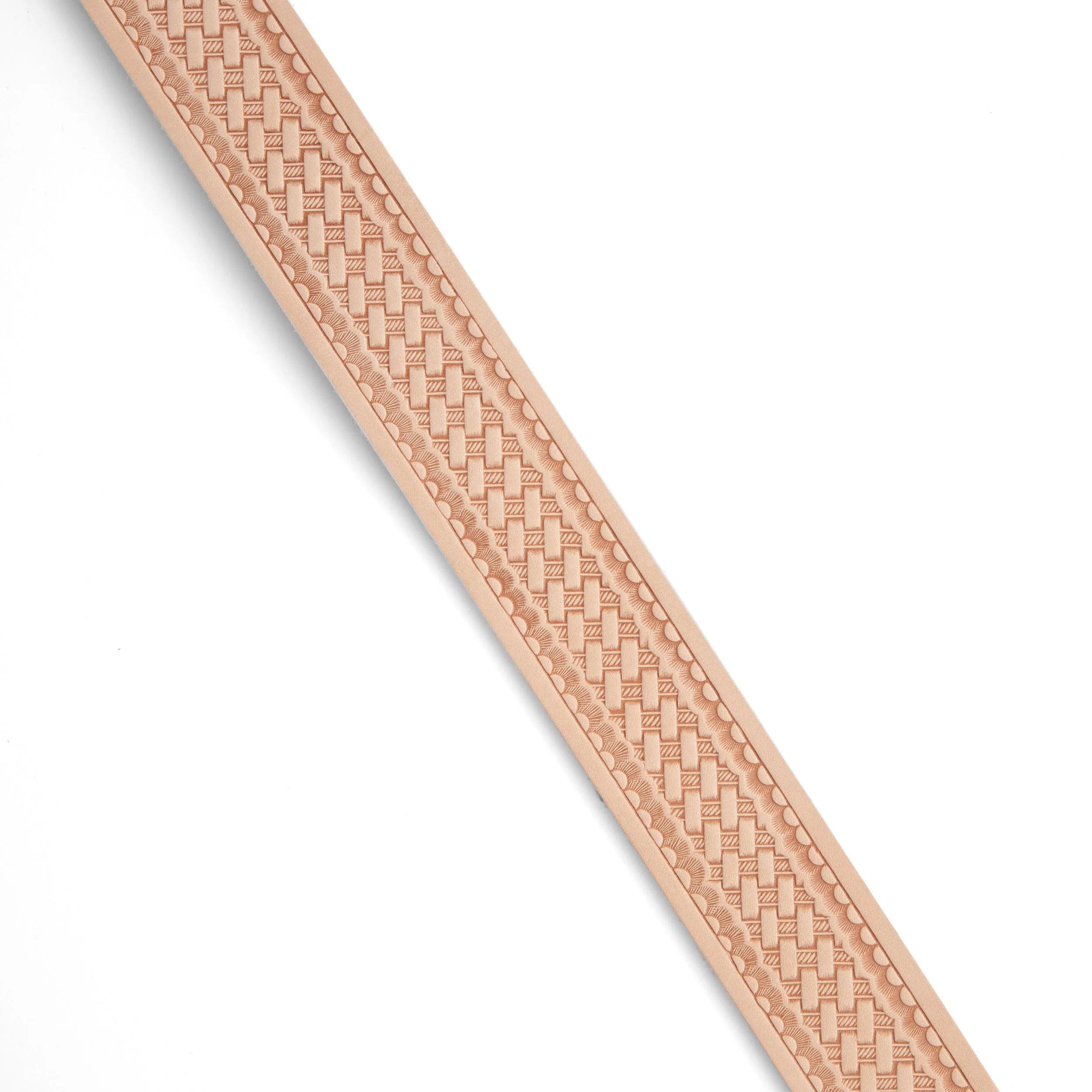 Basketweave & Scallop Edge Embossed Belt Blank