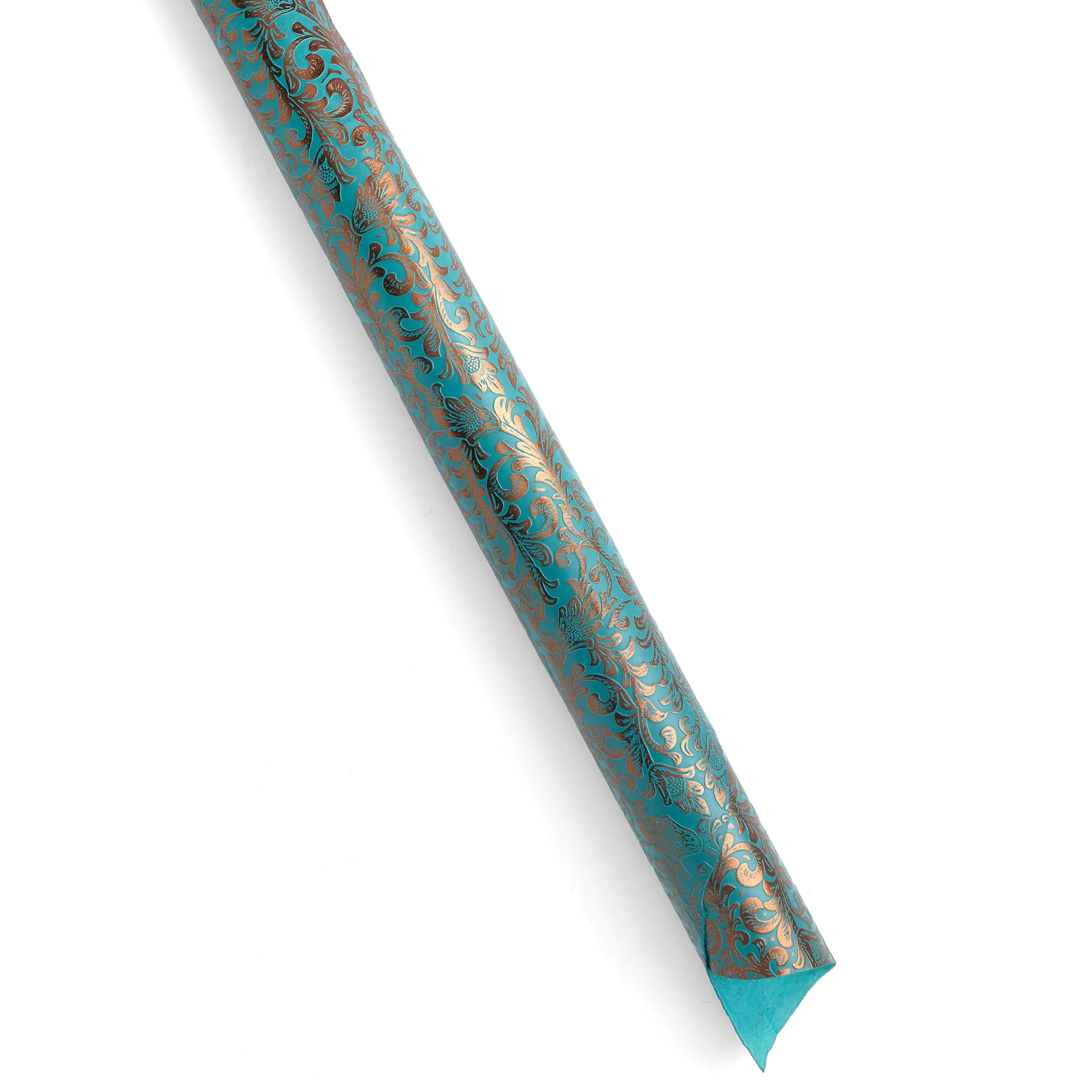 Embossed Metallic Floral Side Turquoise