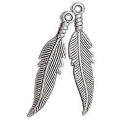 Feather Embellishments Silver Plated 1 Pair - Image 2