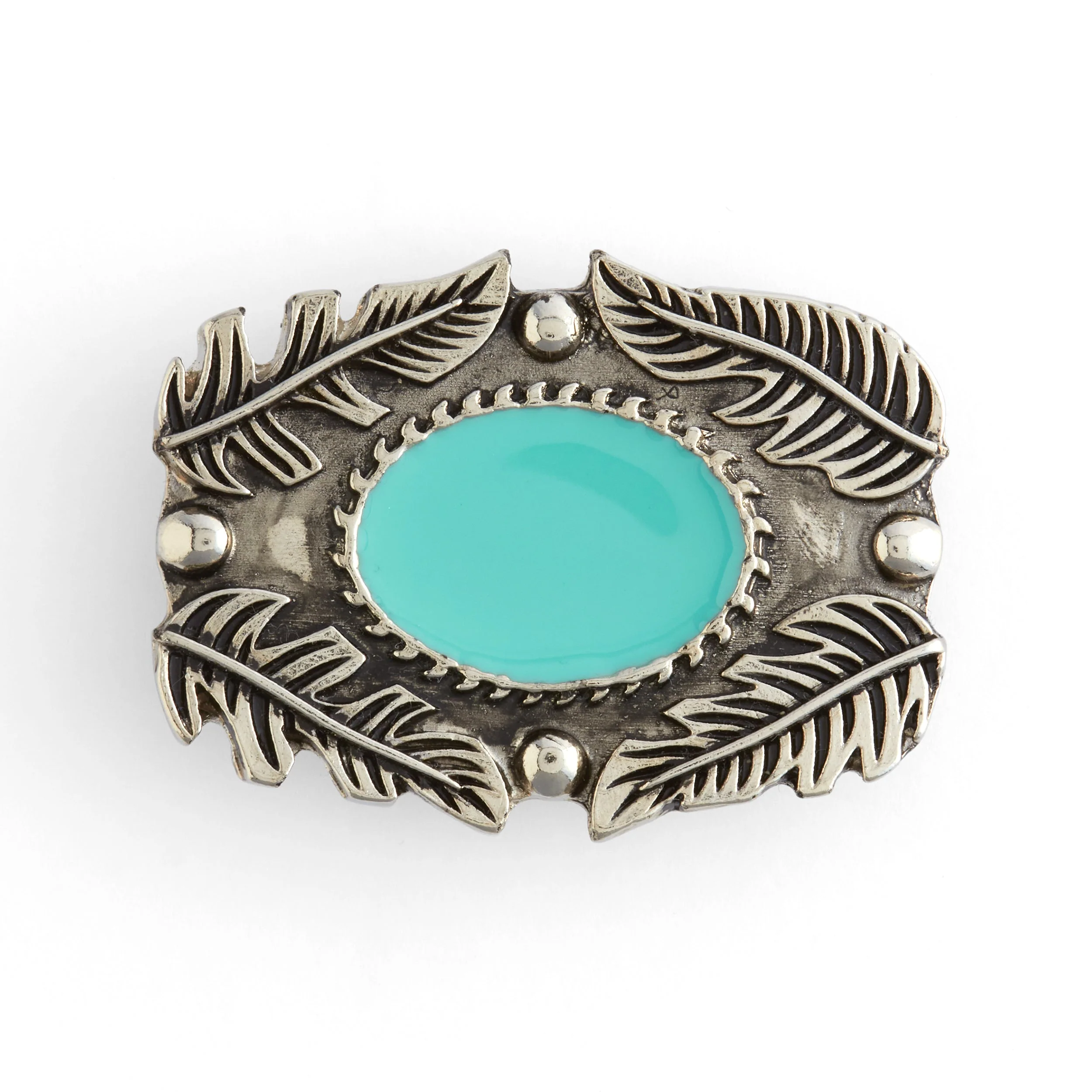 Feathers Turquoise Enamel Concho
